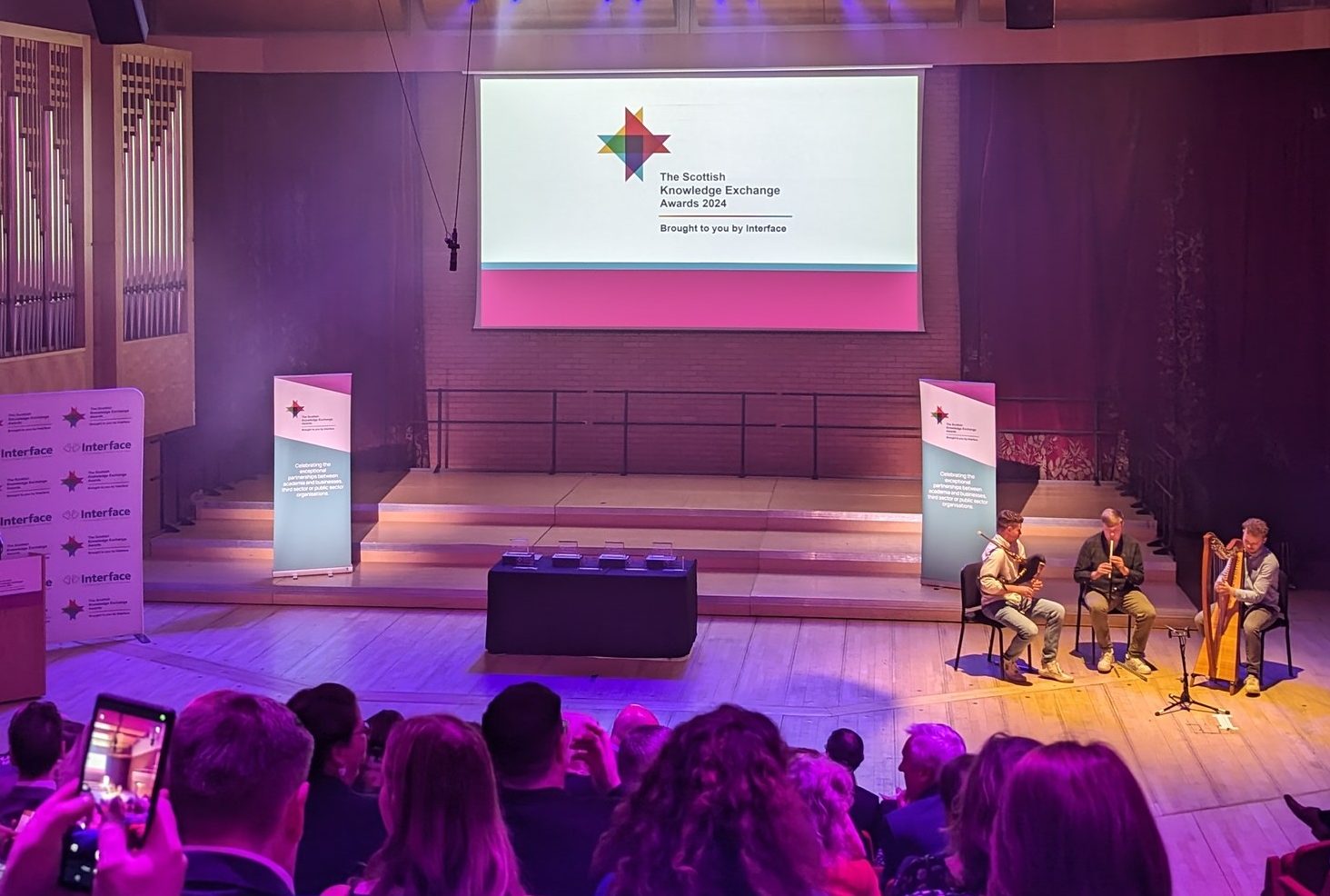 Photo of the stage at the Scottish Knowledge Exchange Awards