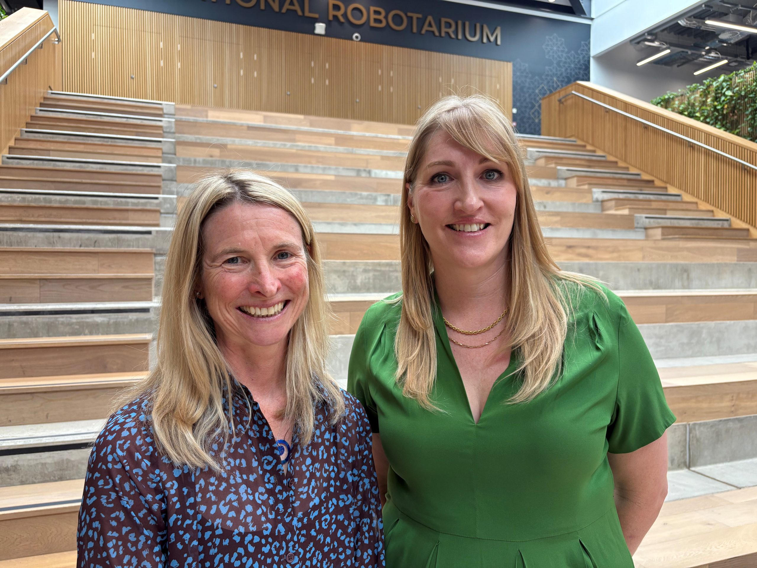 Francesca Osowska and Amelia Whitelaw meet at the National Robotarium at Heriot-Watt University to see Crover, a company supported by both Interface and the Scottish Funding Council.